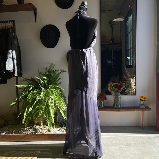 Custom Dyed Silk and Canvas Open Back Gown
