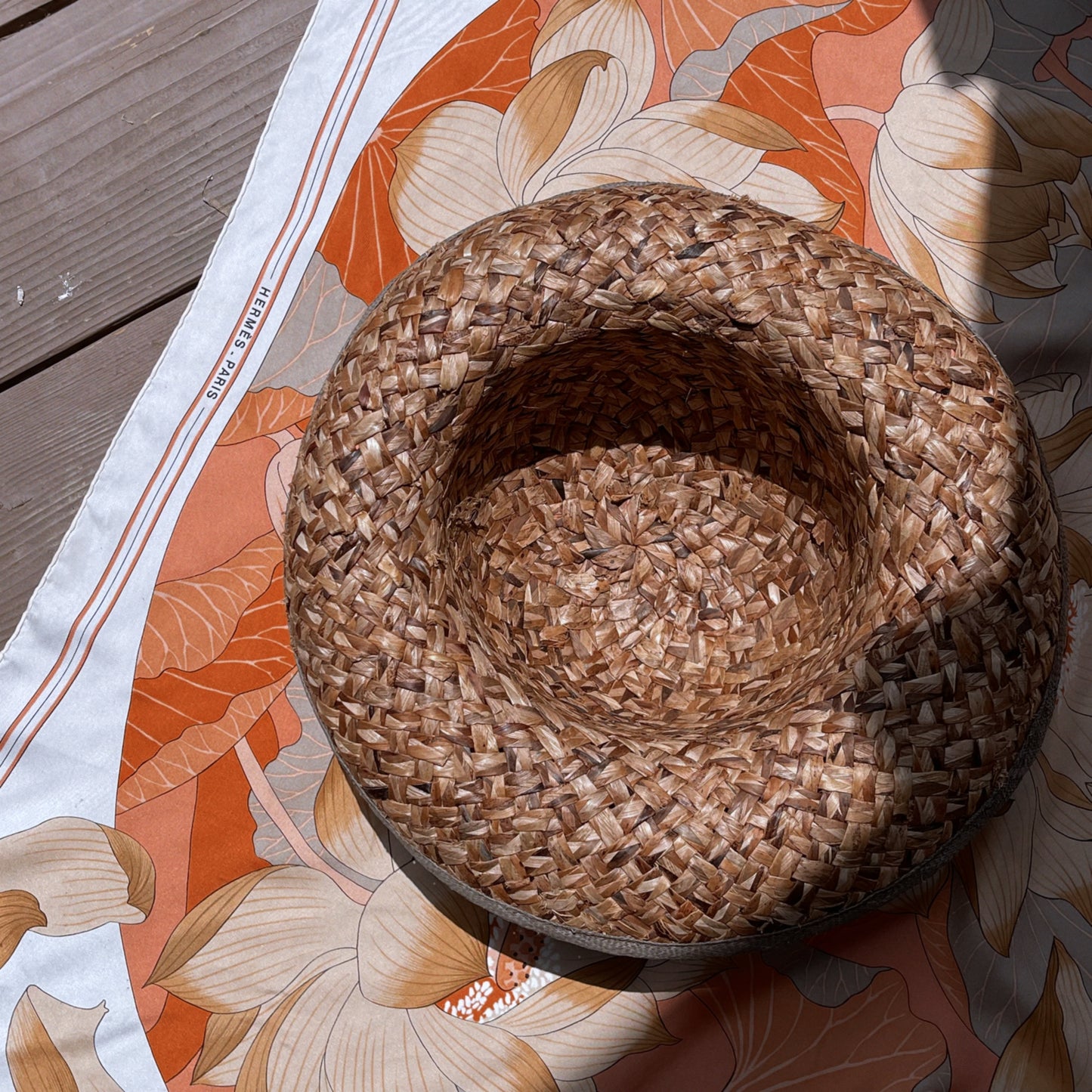 Vintage Woven Straw Hat with Bow