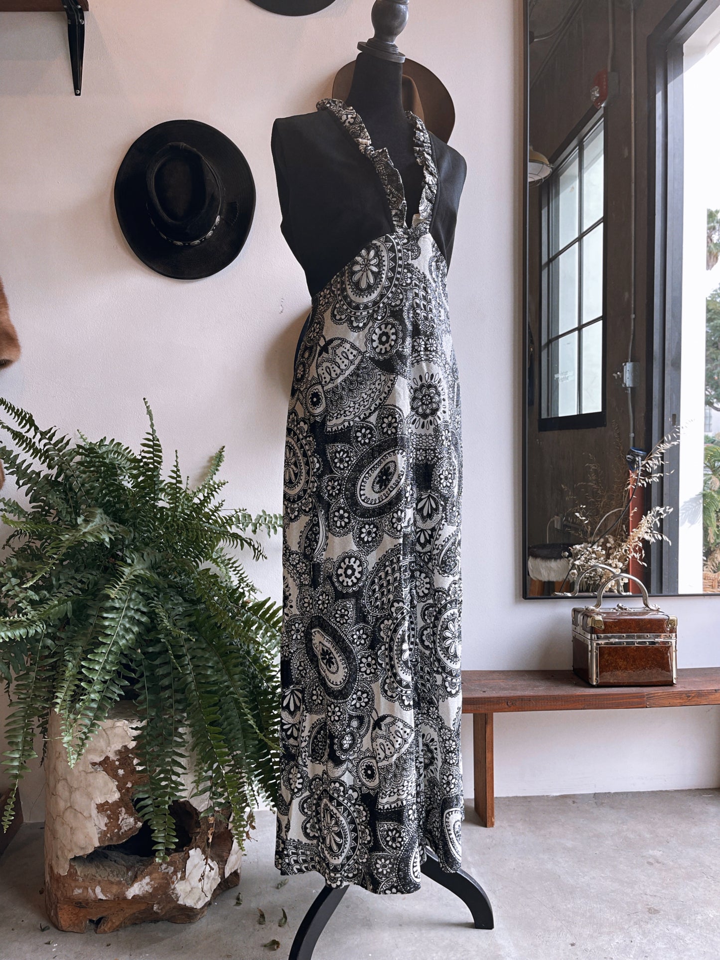 1970s Vintage Paisley Knit Dress