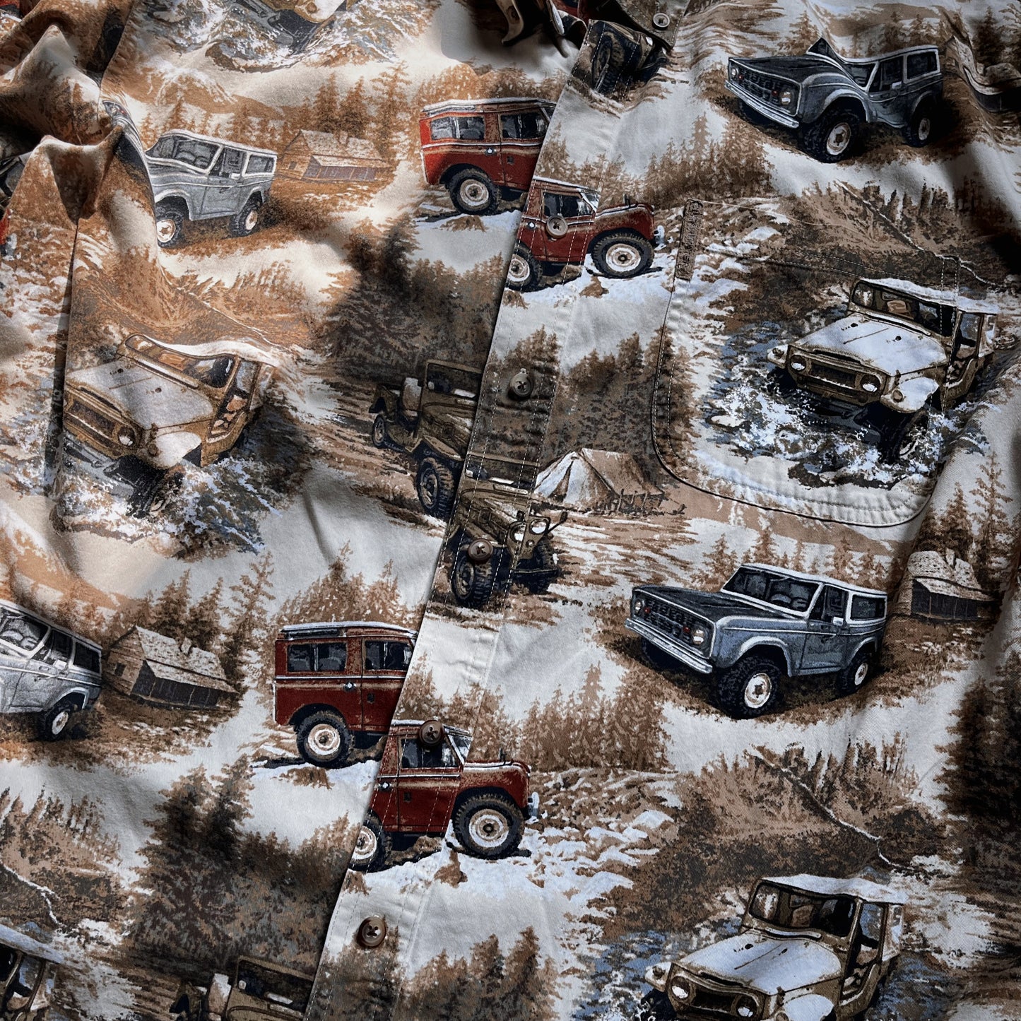 Vintage Clearwater Outfitters Button-Up with Jeep Novelty Print 90’s - SHOP EZRA
