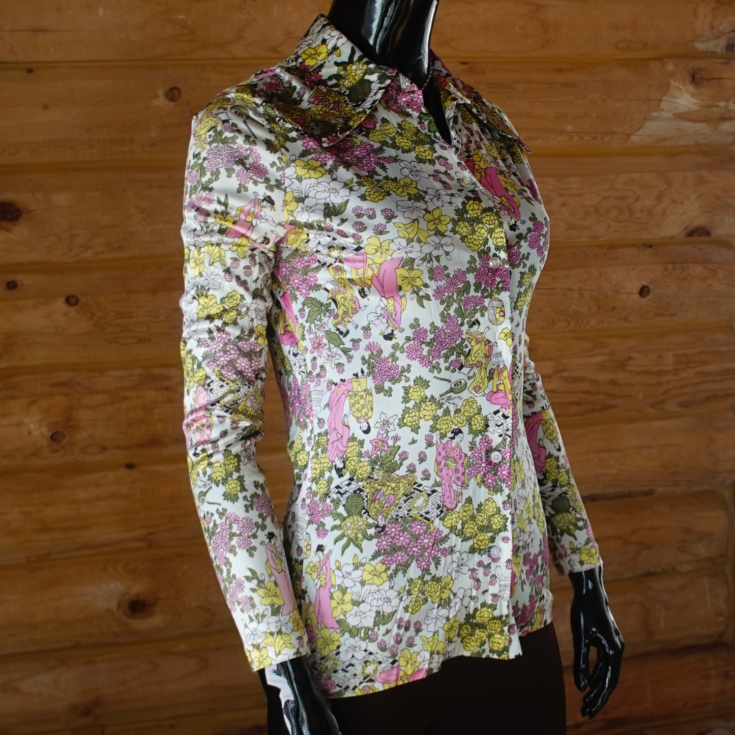 Vintage Lady Manhattan Disco 70’s Knit Novelty Print Top - SHOP EZRA