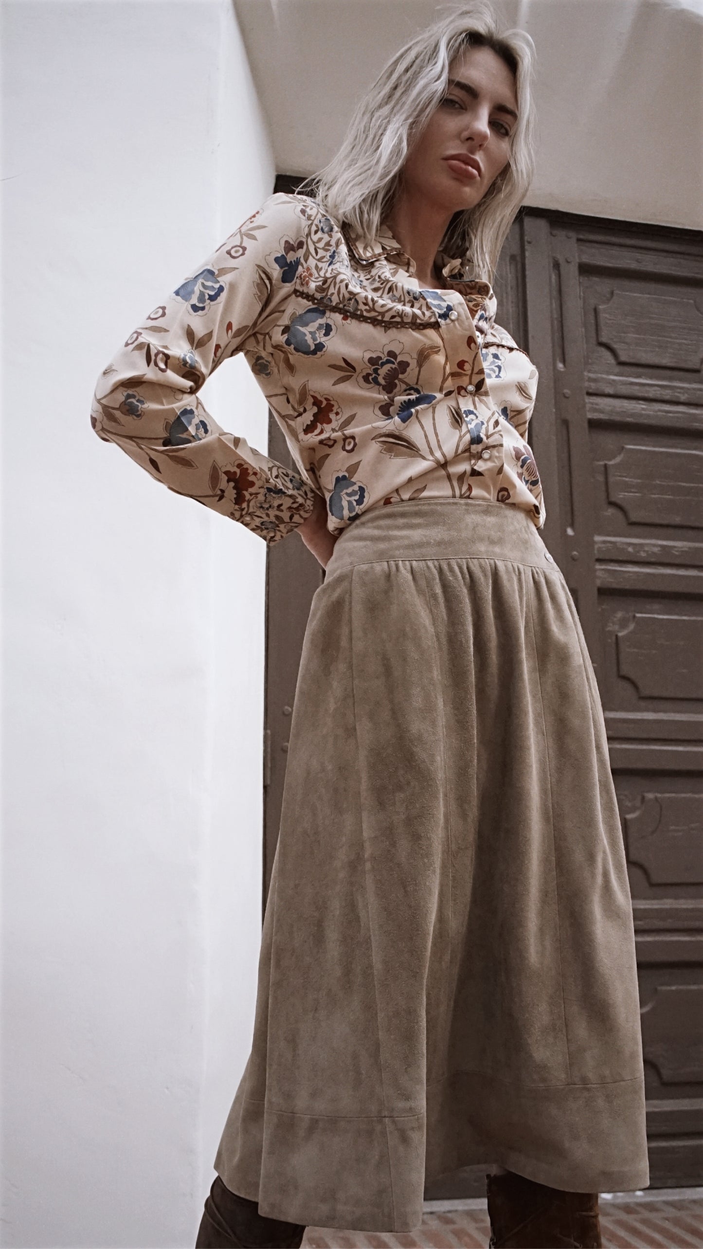 Vintage 90’s Chanel Bergdorf Goodman Suede Skirt - SHOP EZRA