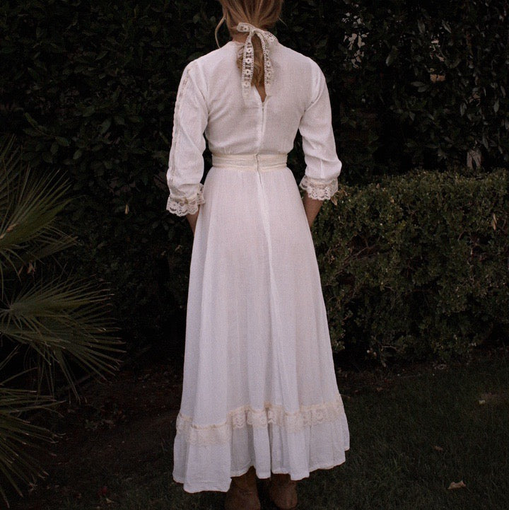 Vintage 70's Cottagecore Prairie Guaze Dress - SHOP EZRA