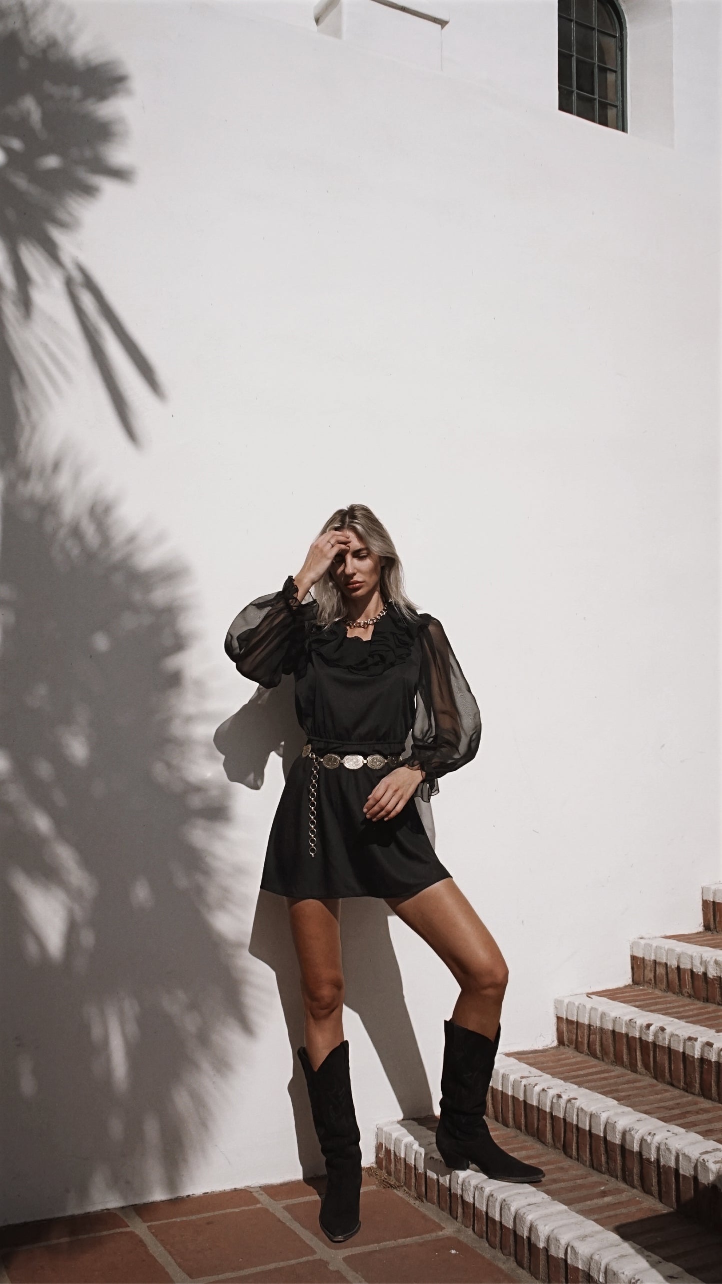 Vintage 70’s Boston Maid Little Black Dress with Sheer Sleeves - SHOP EZRA