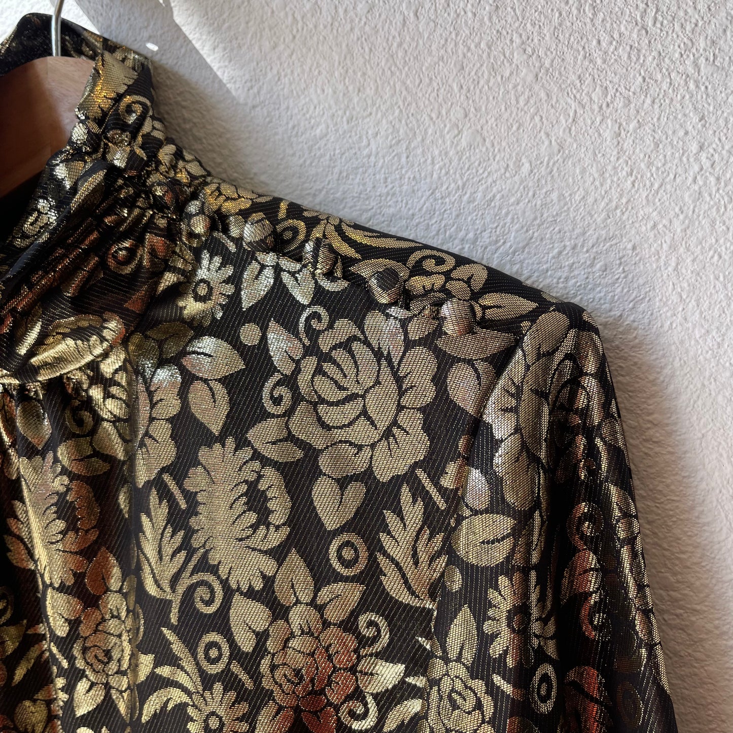 Vintage Gloria Sachs Silk Metallic Gold Blouse 70’s 80’s - SHOP EZRA