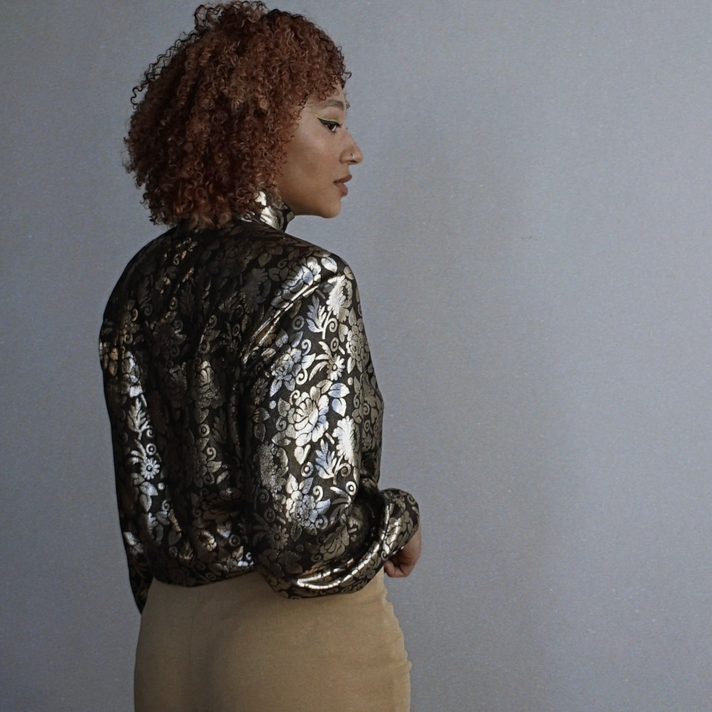 Vintage Gloria Sachs Silk Metallic Gold Blouse 70’s 80’s - SHOP EZRA