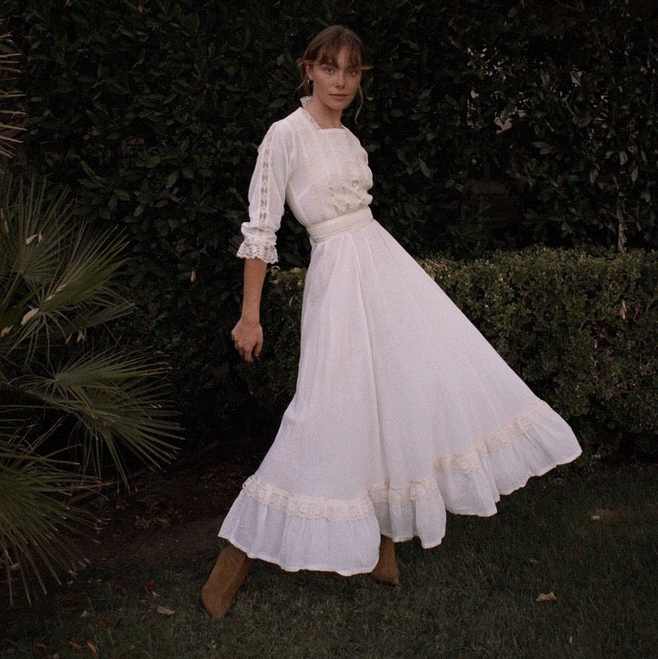 Vintage 70's Cottagecore Prairie Guaze Dress - SHOP EZRA