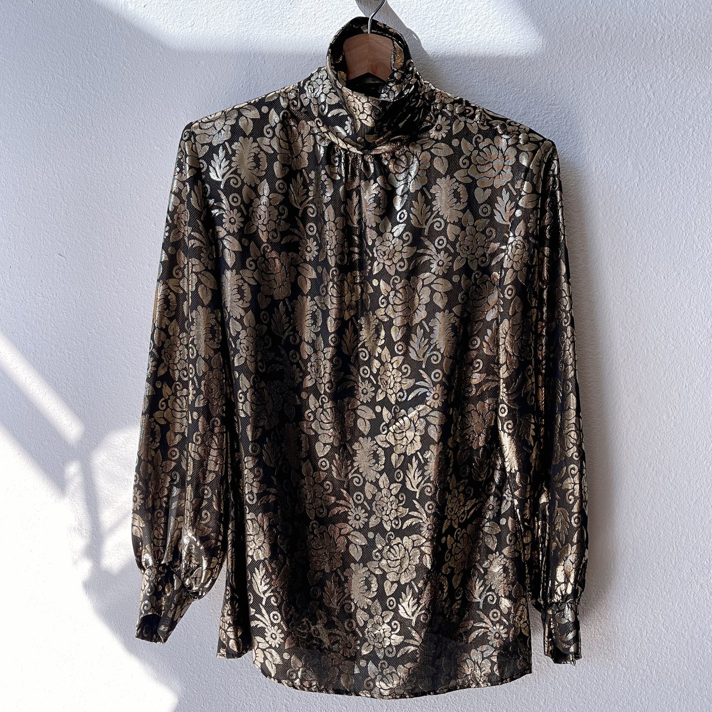 Vintage Gloria Sachs Silk Metallic Gold Blouse 70’s 80’s - SHOP EZRA
