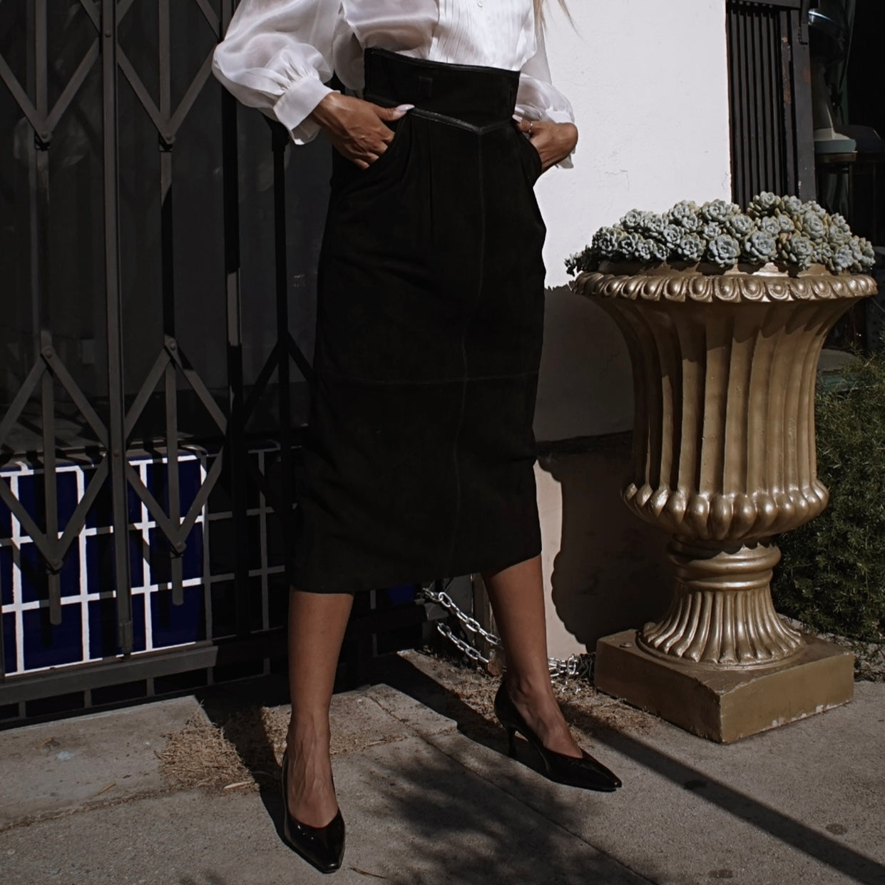 Vintage Gucci Suede Skirt in Black