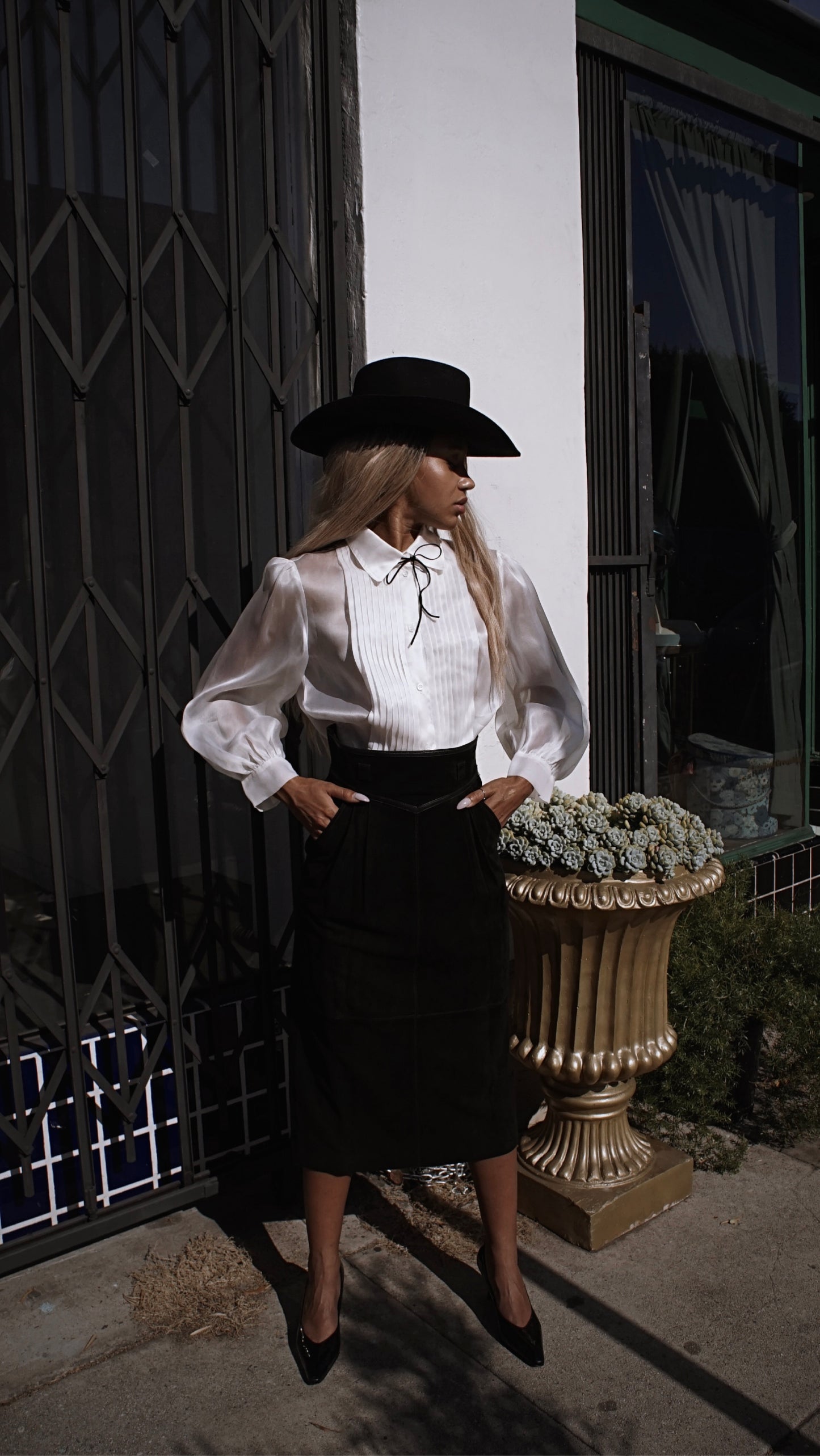 Vintage Gucci Suede Pencil Skirt