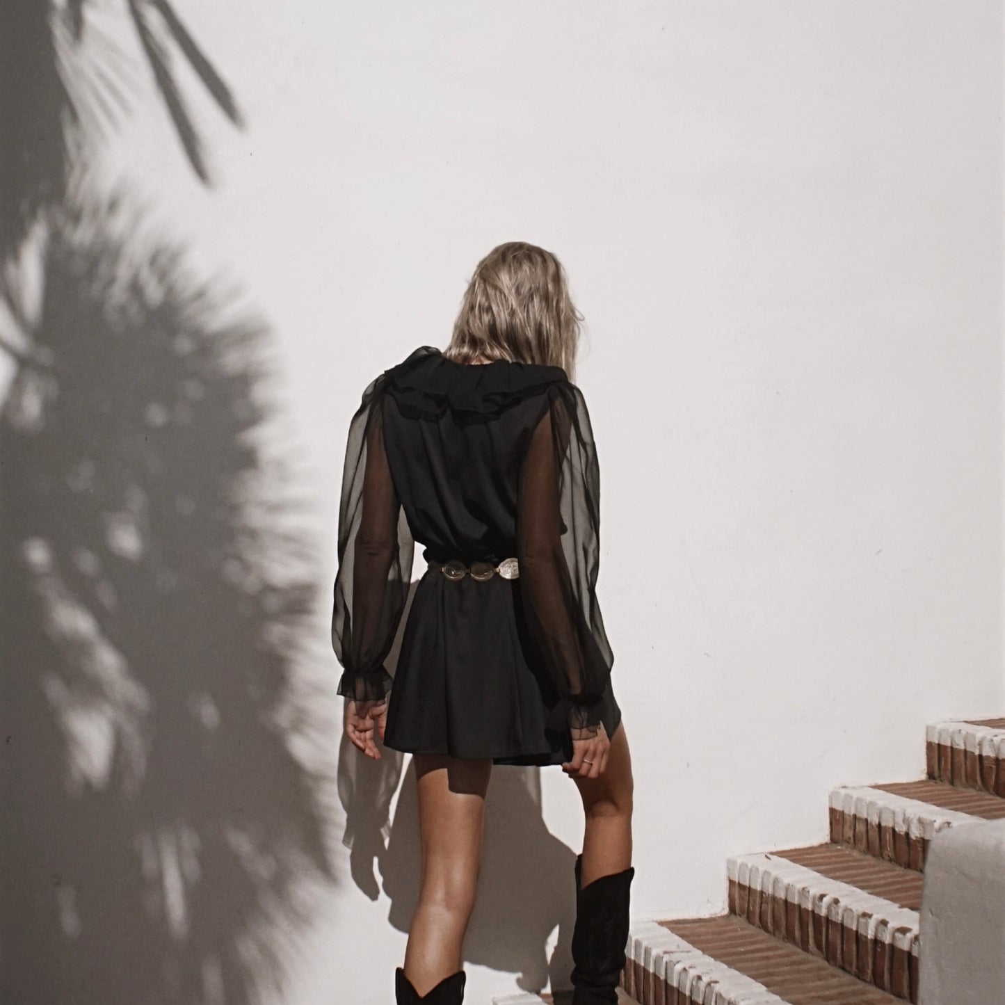 Vintage 70’s Boston Maid Little Black Dress with Sheer Sleeves - SHOP EZRA