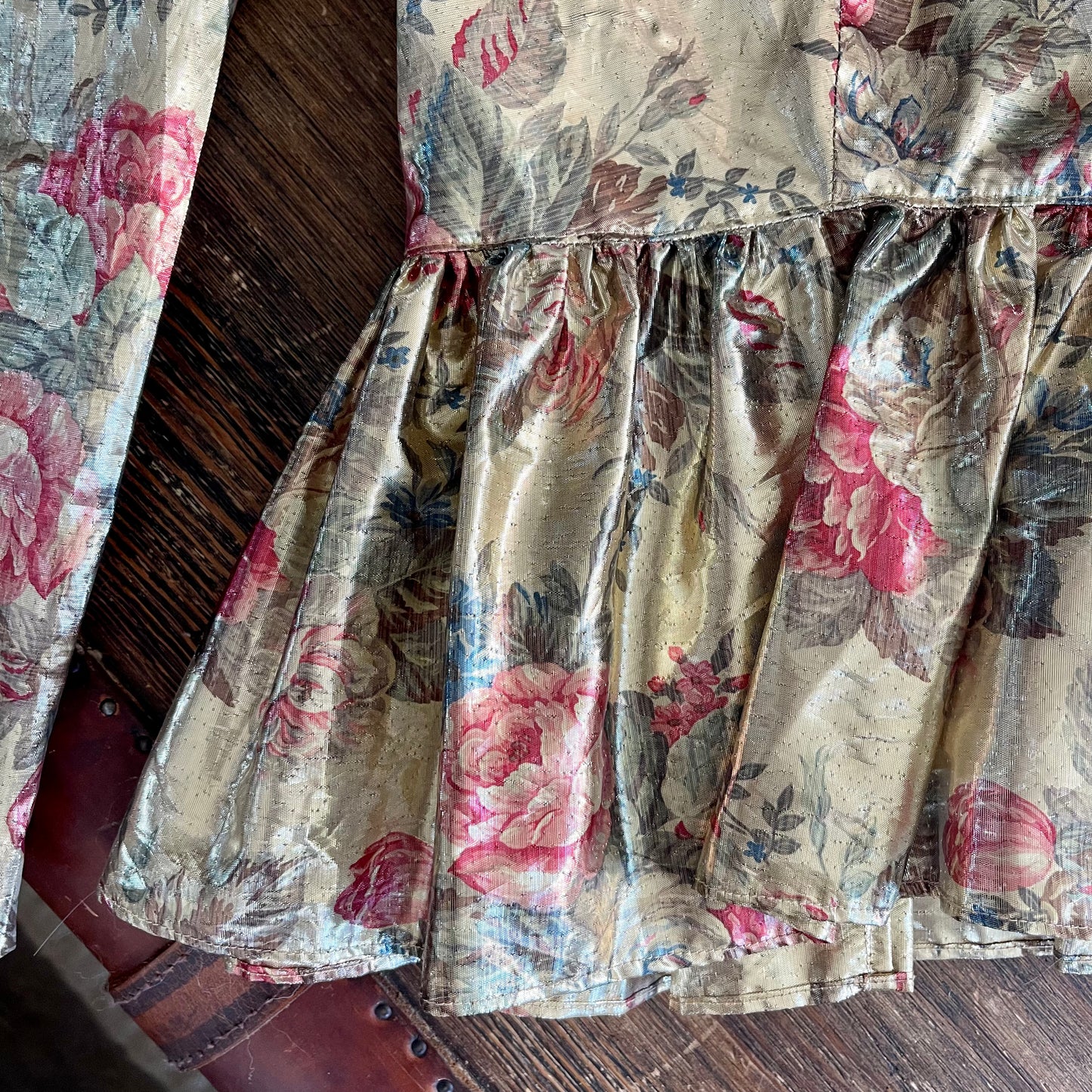 Antique Metallic Sheen Floral Print Blouse - SHOP EZRA