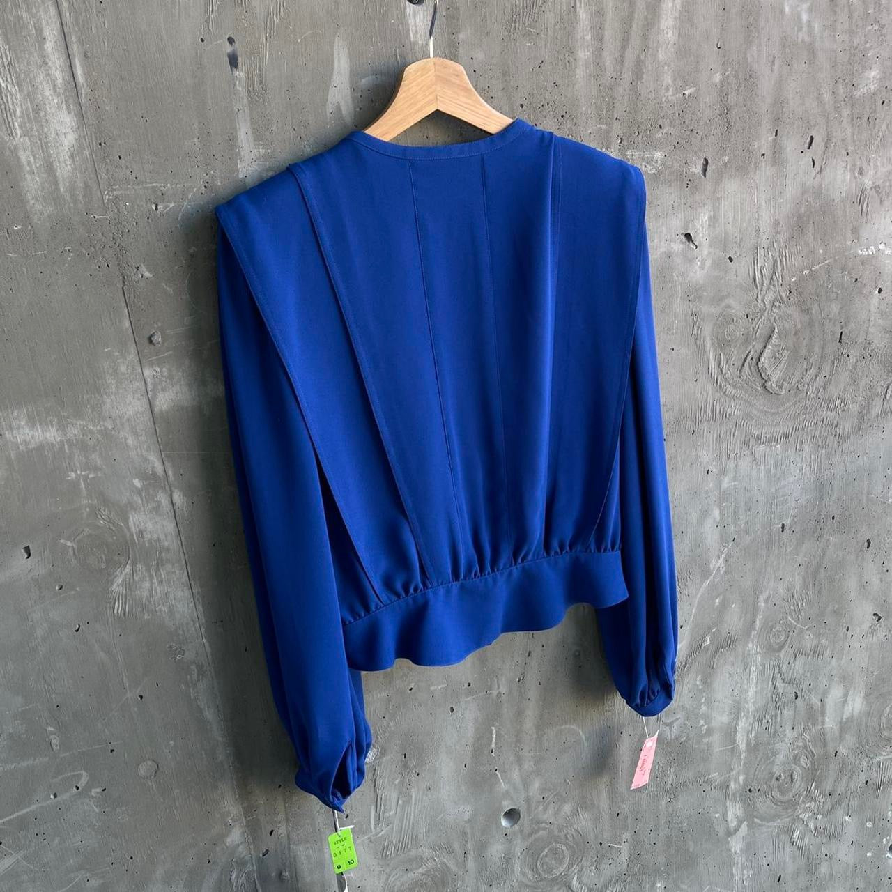 Vintage Deadstock Designer Pierre Cardin Blouse in Blue - SHOP EZRA