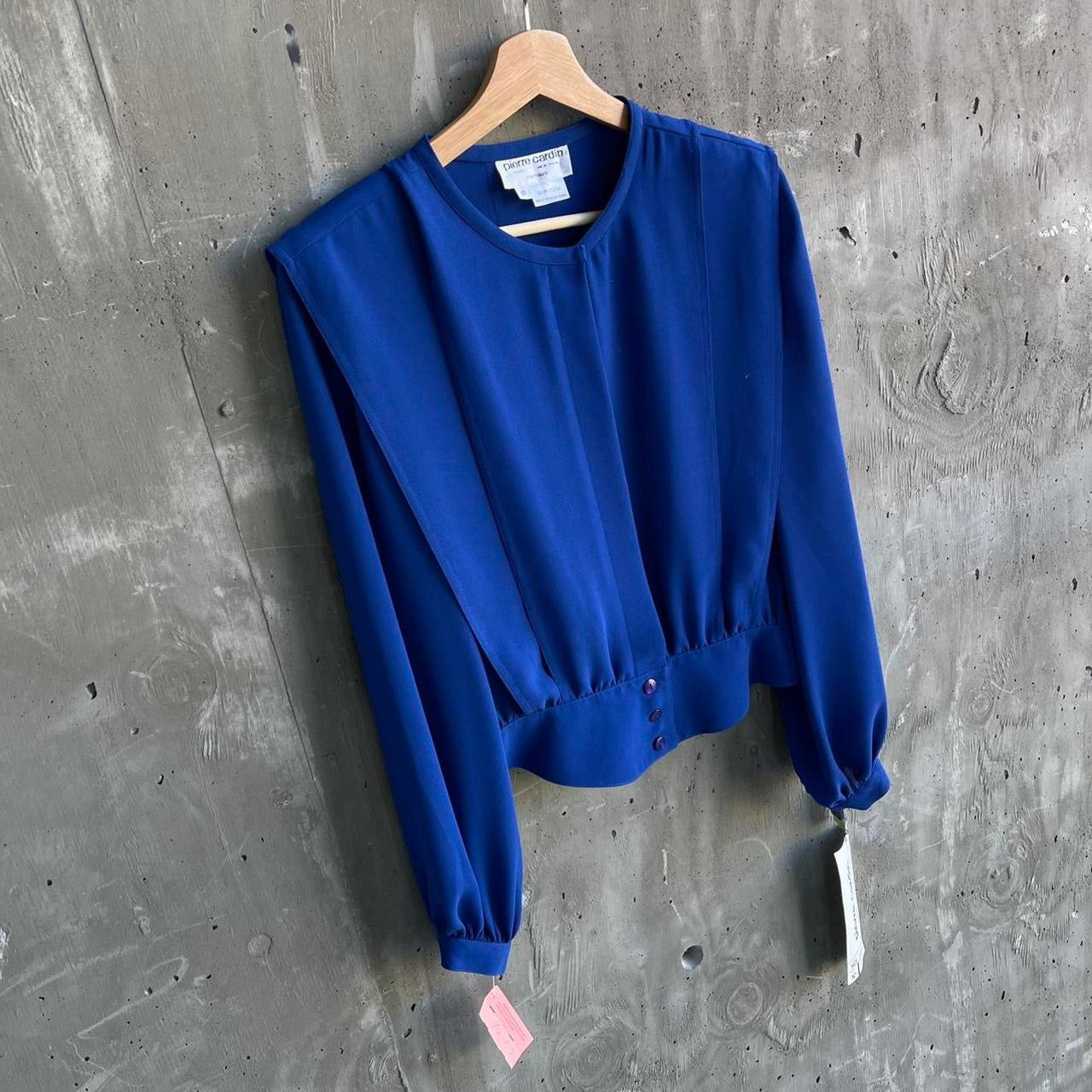 Vintage Deadstock Designer Pierre Cardin Blouse in Blue - SHOP EZRA