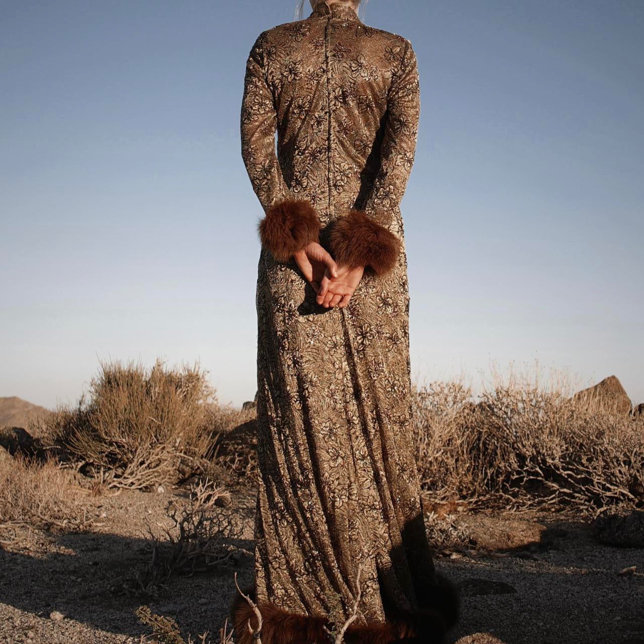 Vintage Victor Costa Dress with Fox Fur - SHOP EZRA