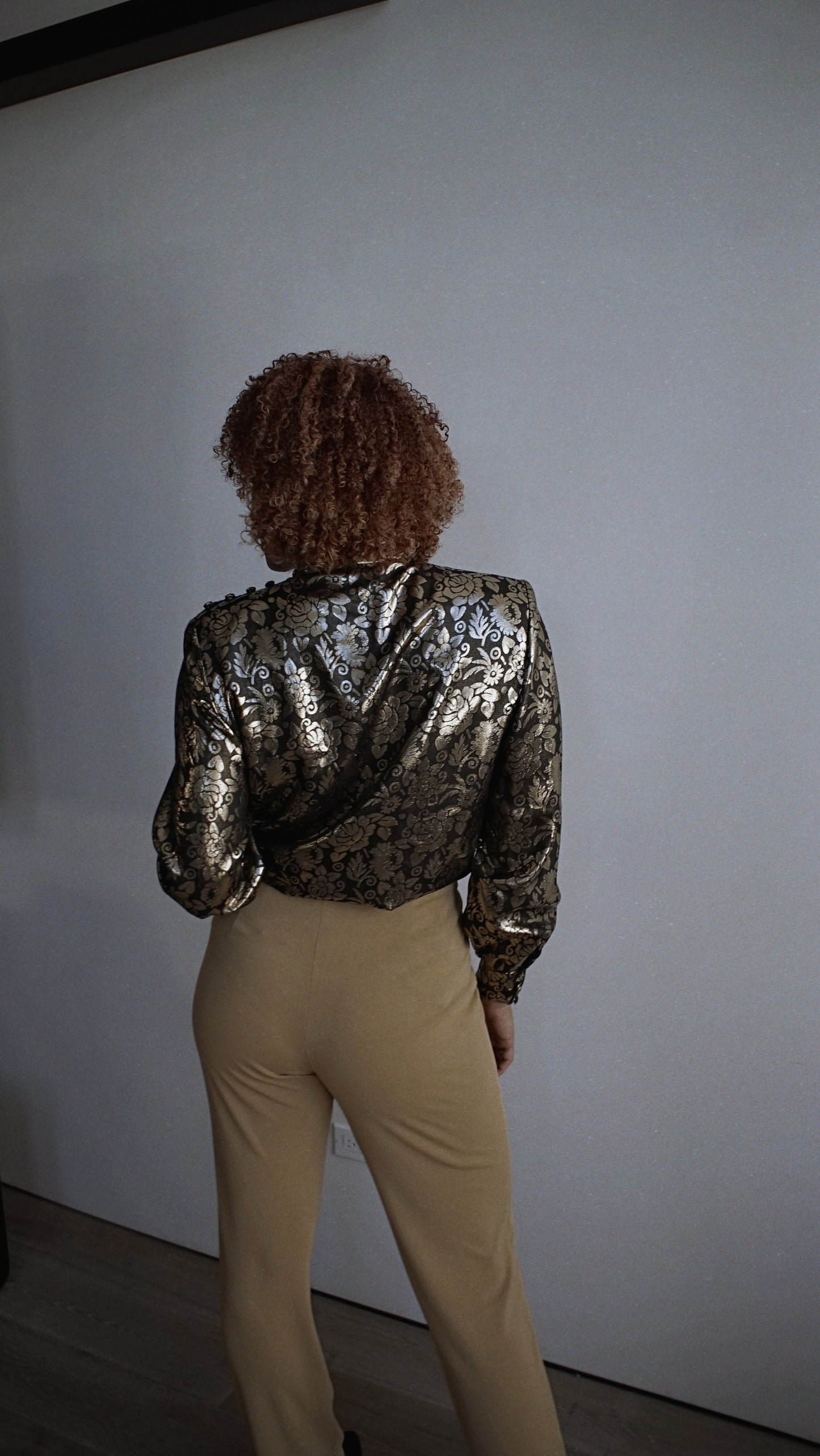 Vintage Gloria Sachs Silk Metallic Gold Blouse 70’s 80’s - SHOP EZRA