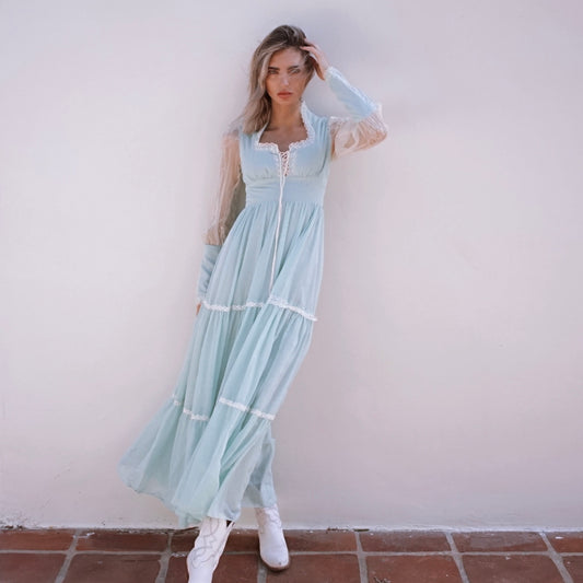 Vintage Prairie Cottagecore Dress Tiered 70’s - SHOP EZRA