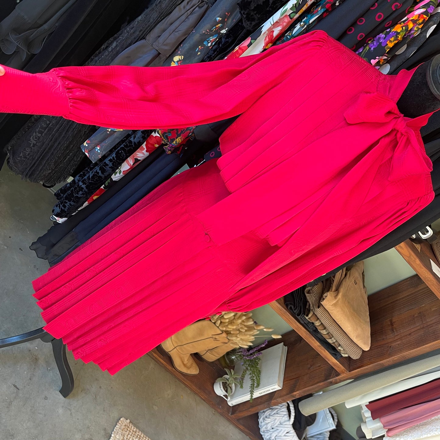 1970s Vintage Adele Simpson Silk Pleated Dress