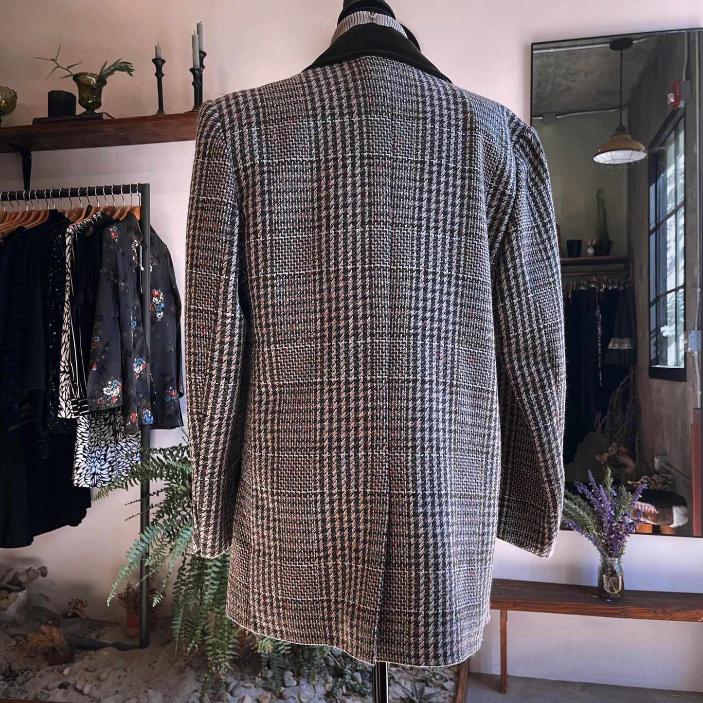 1980s Givenchy En Plus Tweed Velvet Blazer Coat