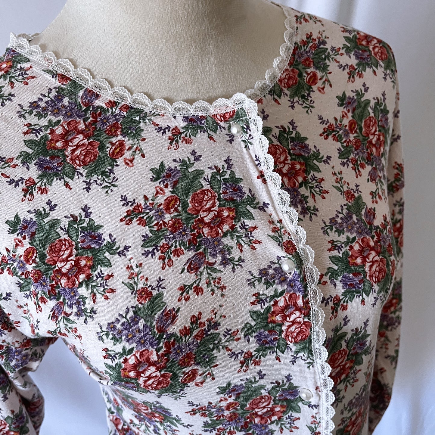 Vintage Victoria’s Secret Gold Label Cotton Floral Country Mini Dress 1980s