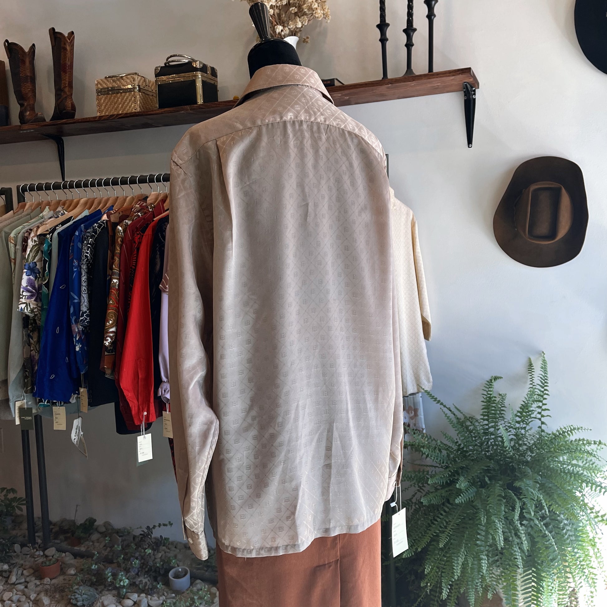 Vintage 80’s Givenchy Satin Logo Button-Up Long Sleeve Top - Your Vintage Neighbor