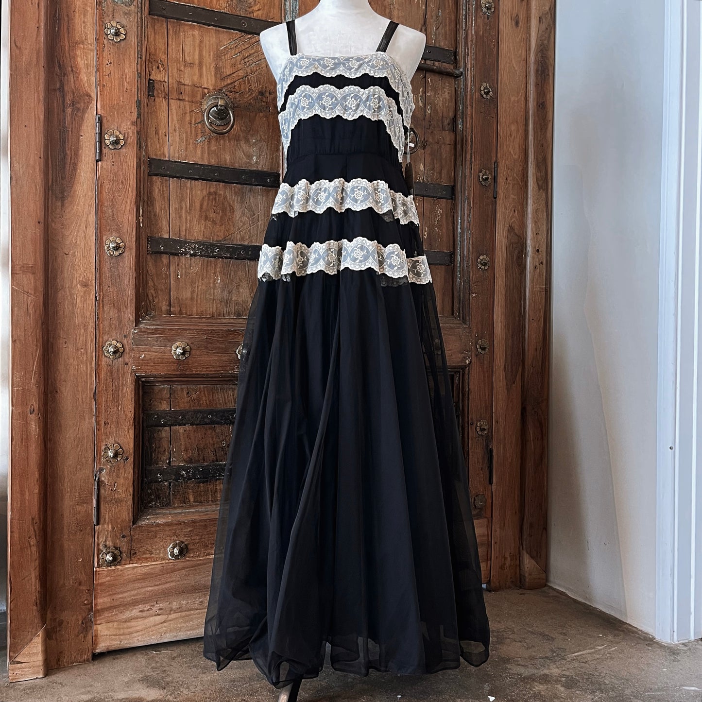 Antique Vintage Chiffon Lace Gown