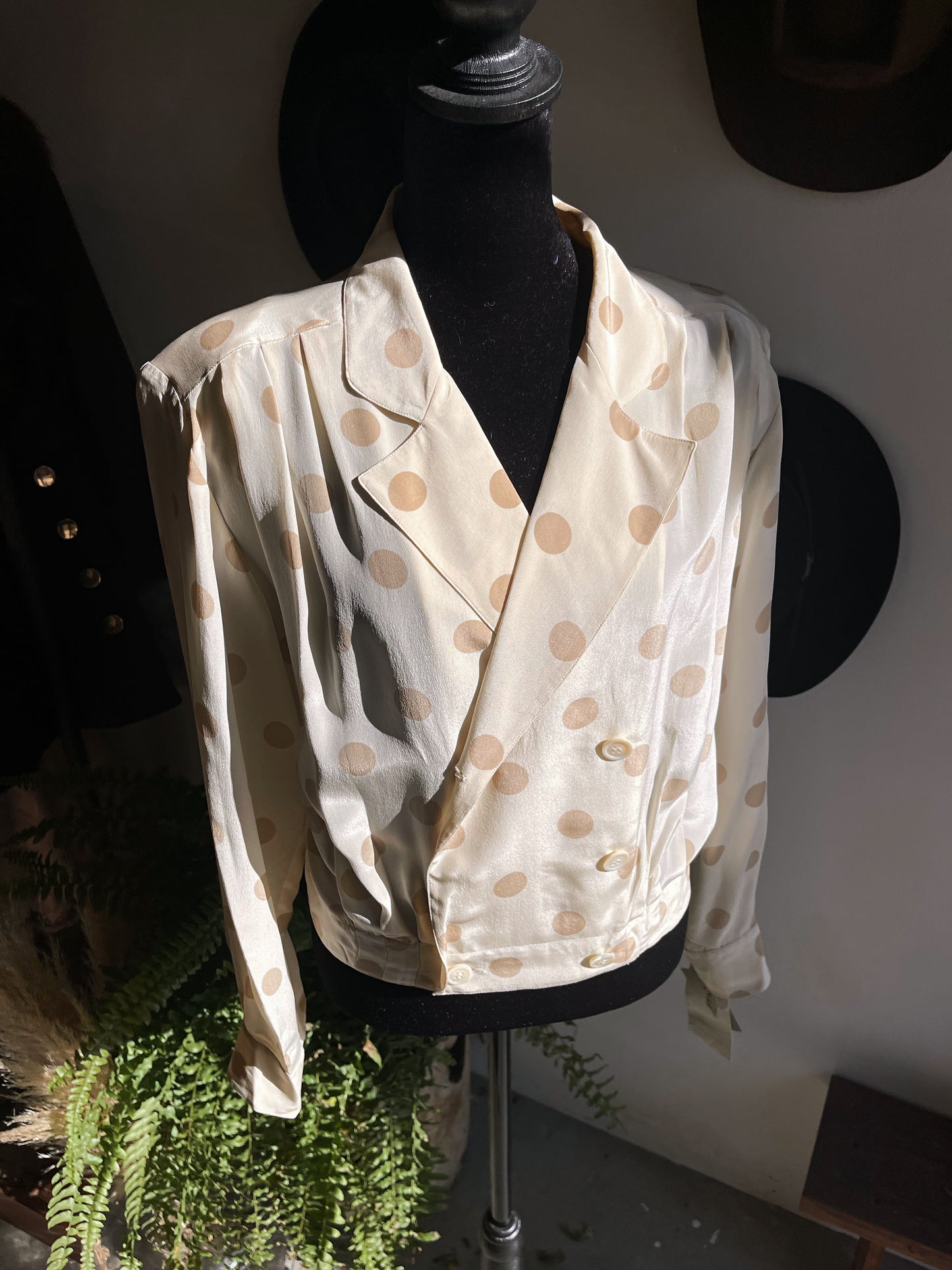 Vintage Christian Dior Silk Polka Dot Blouse