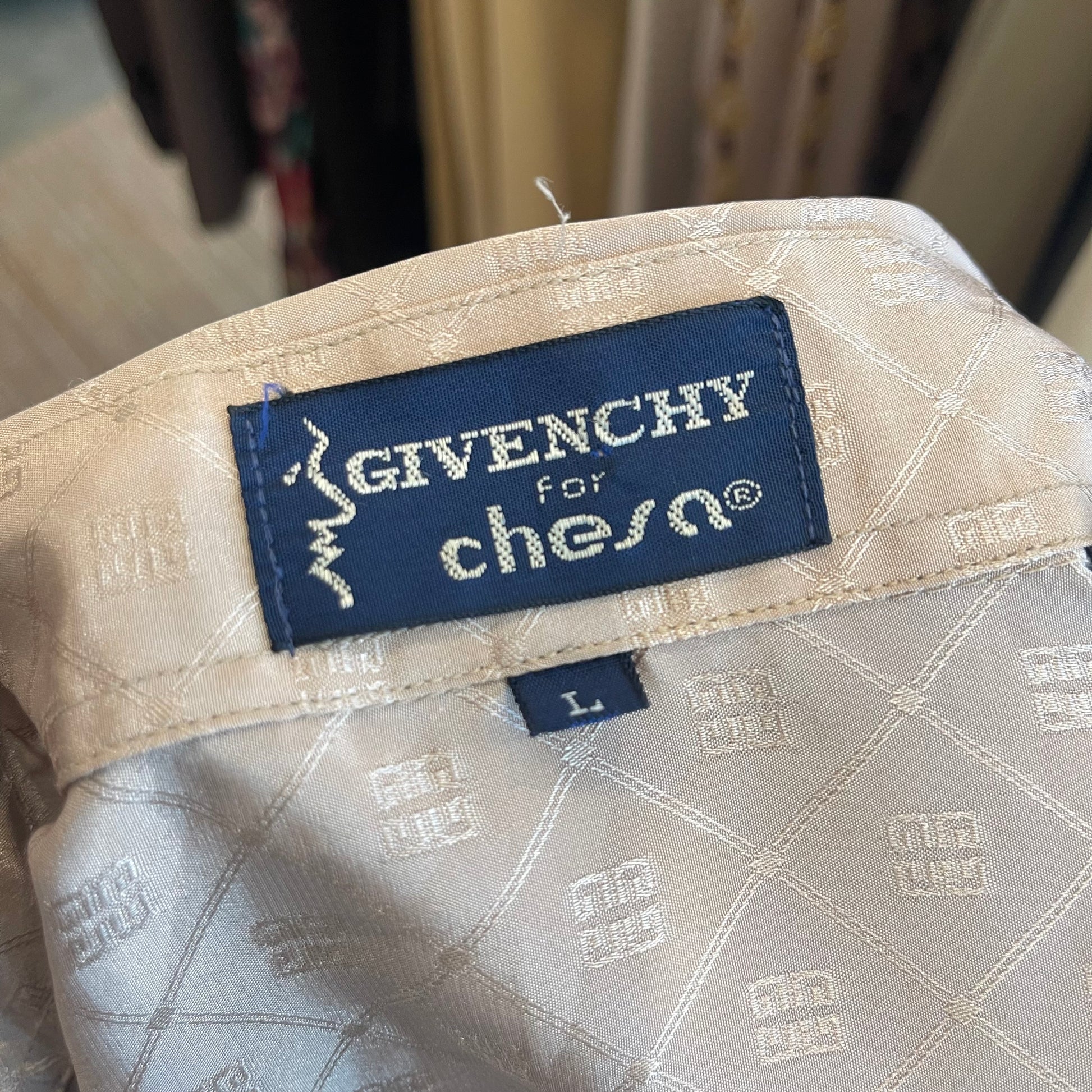 Vintage 80’s Givenchy Satin Logo Button-Up Long Sleeve Top - Your Vintage Neighbor