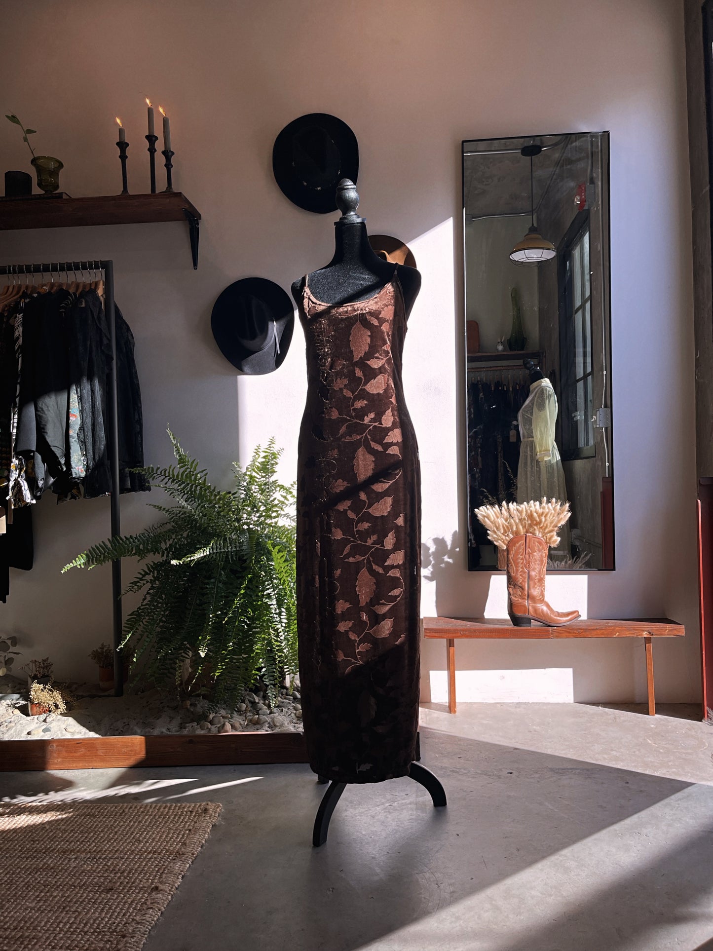 1990s Vintage Velvet Burnout Slip Dress by Frederick’s of Hollywood
