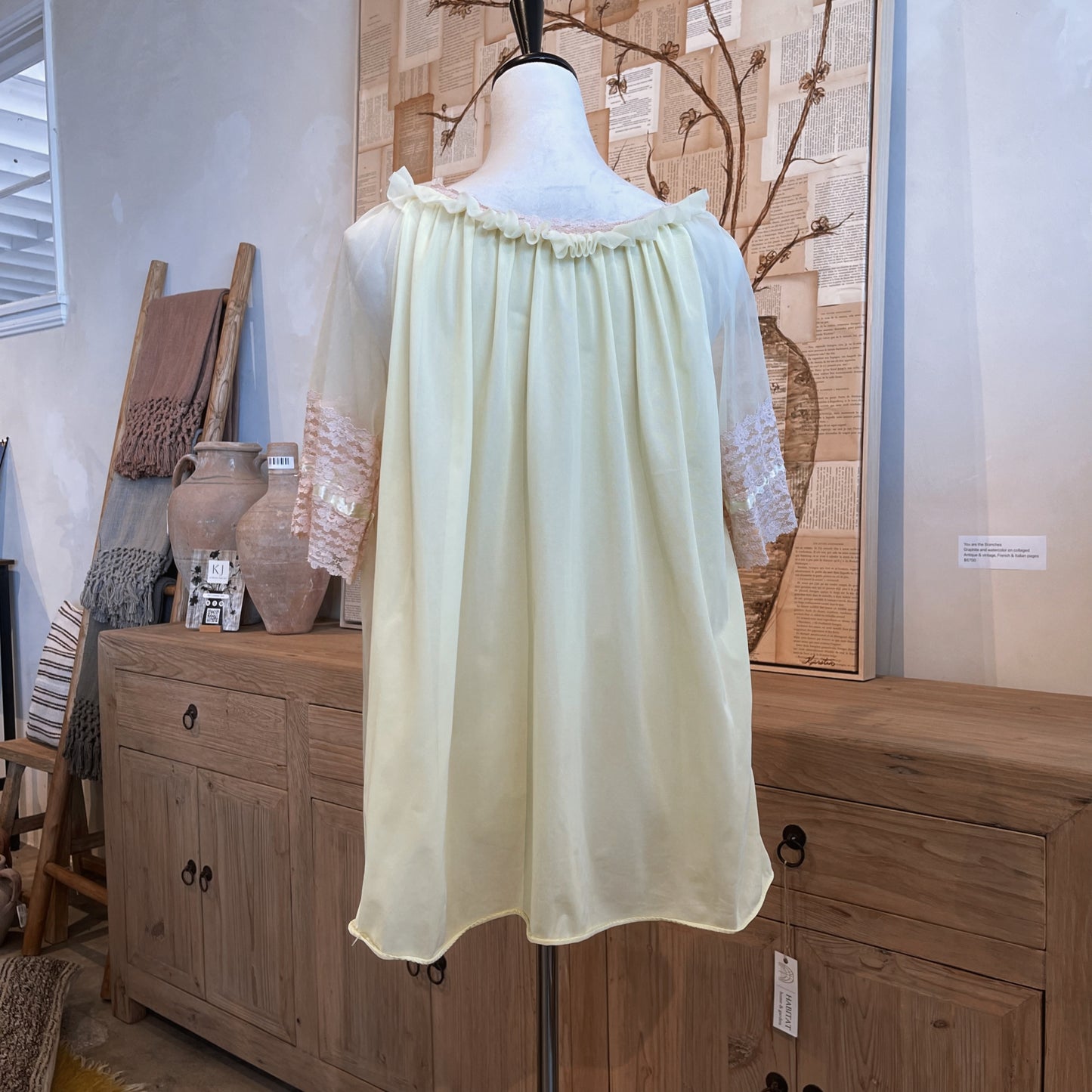Vintage Babydoll Top Yellow 1960s
