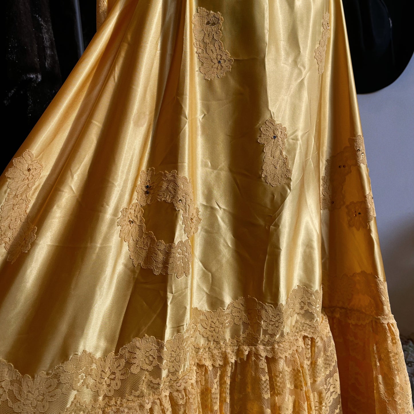 1960s Vintage Satin and Lace Gown