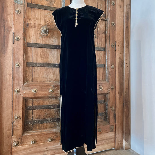 1970s Vintage Yves Saint Laurent Russian Collection Velvet Dress