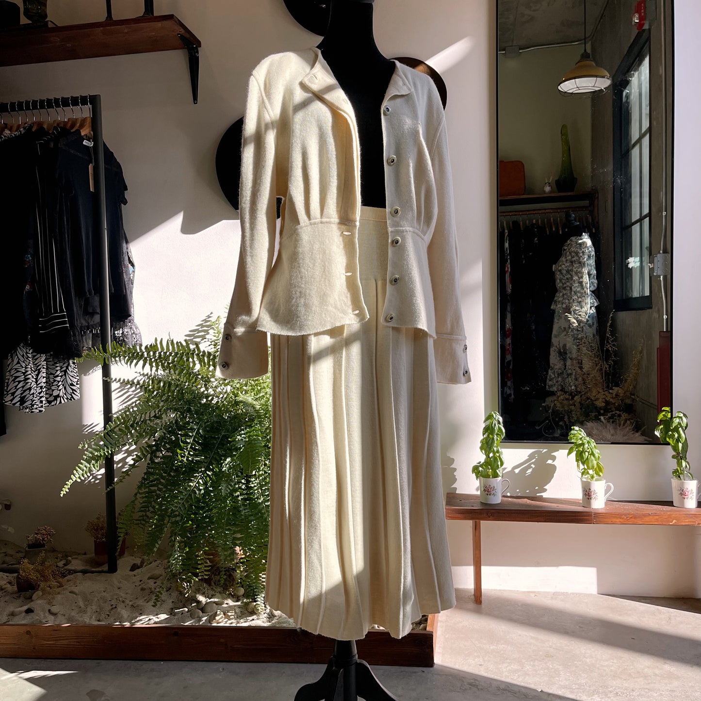 1980s Vintage Rodier Paris Knit Skirt Set
