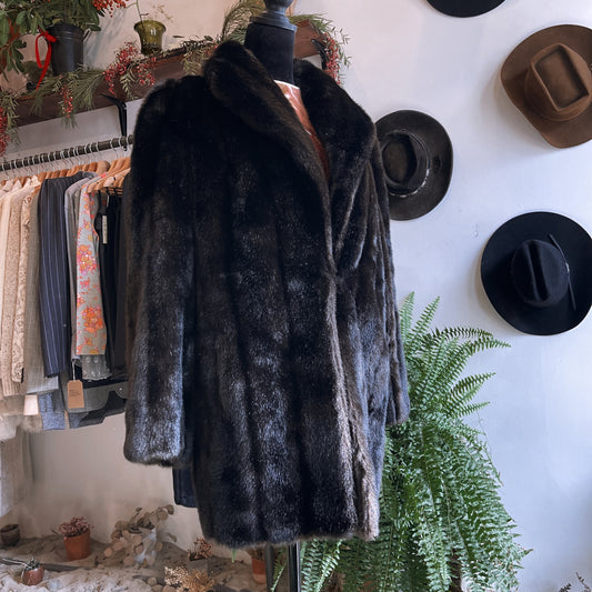 1970s Vintage Lilli Ann for Adolph Schuman Faux Fur Coat