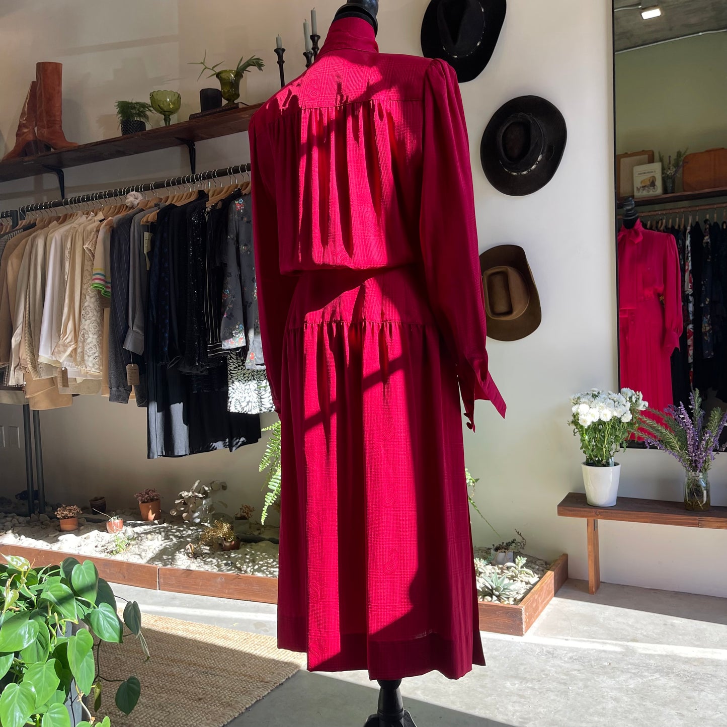 1970s Vintage Adele Simpson Silk Pleated Dress