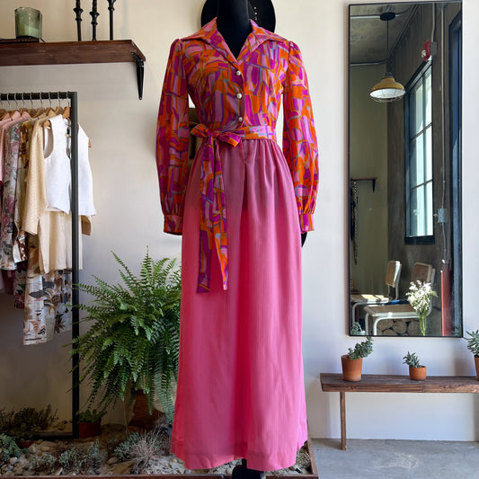 Vintage 70’s Psychedelic Hostess Prairie Dress - Your Vintage Neighbor