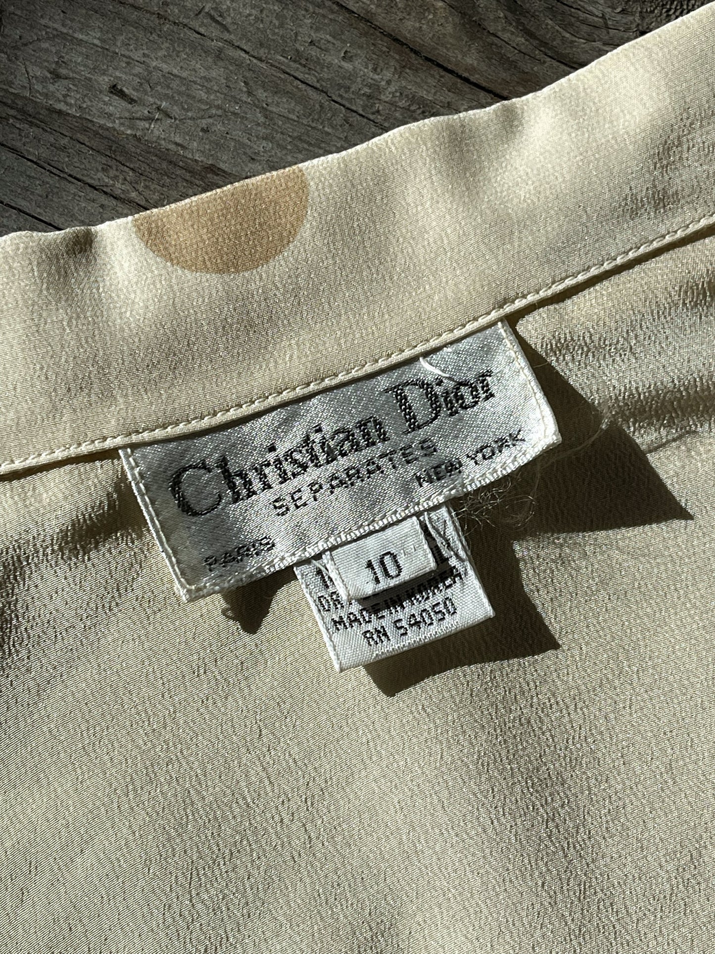 Vintage Christian Dior Silk Polka Dot Blouse