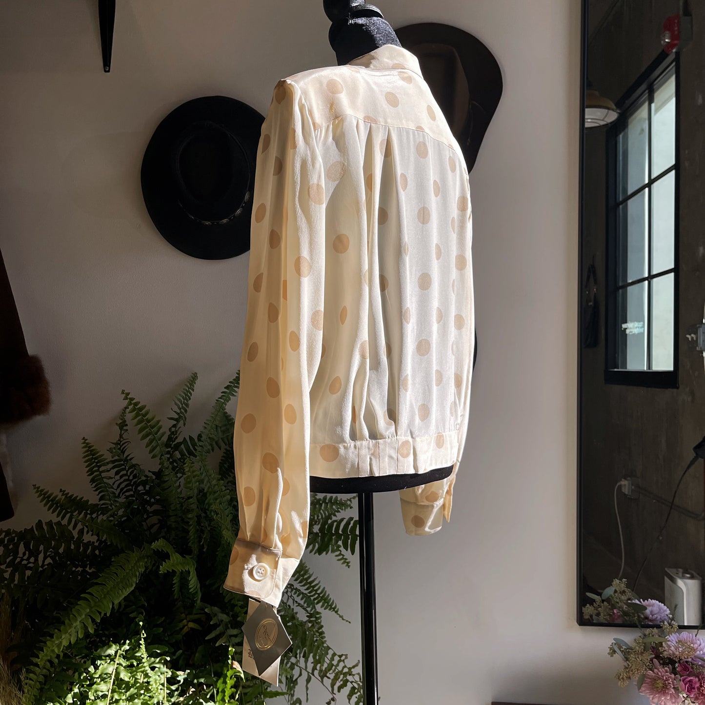 Vintage Christian Dior Silk Polka Dot Blouse