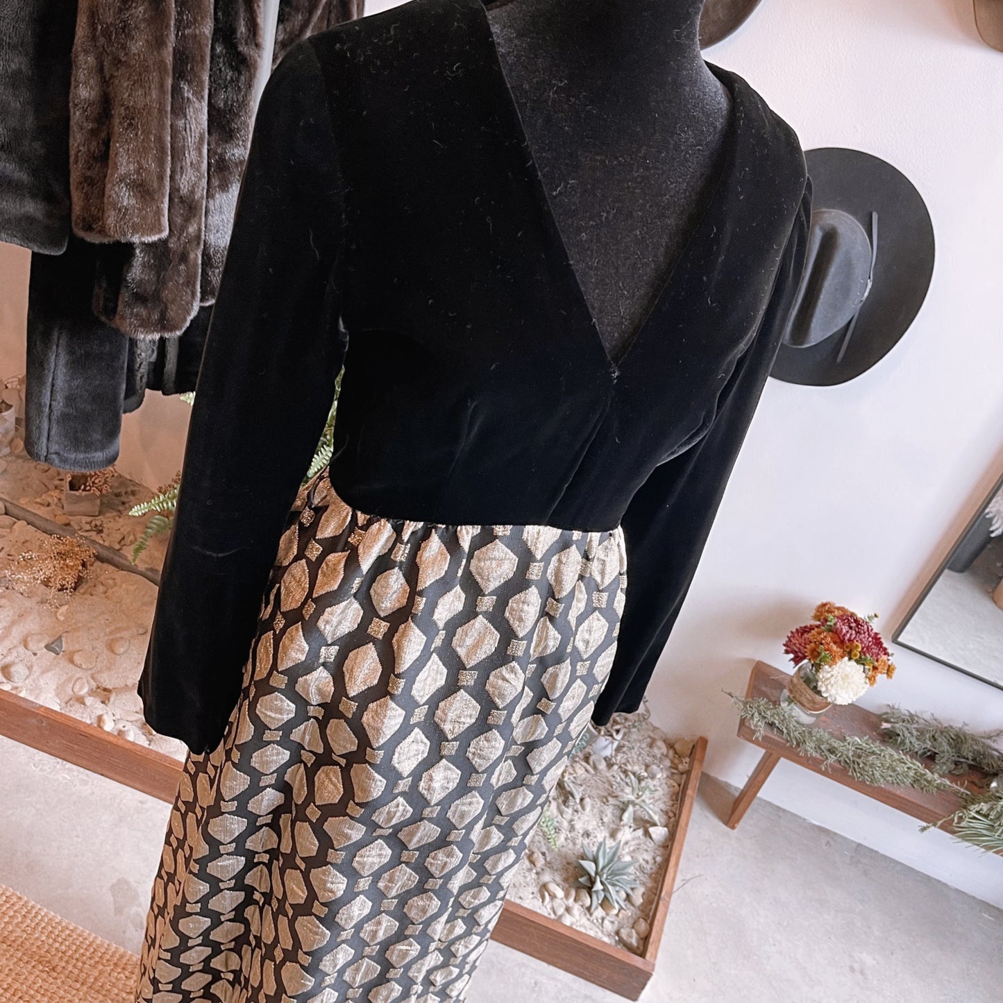 1960s Vintage Mollie Parnis Velvet Gown