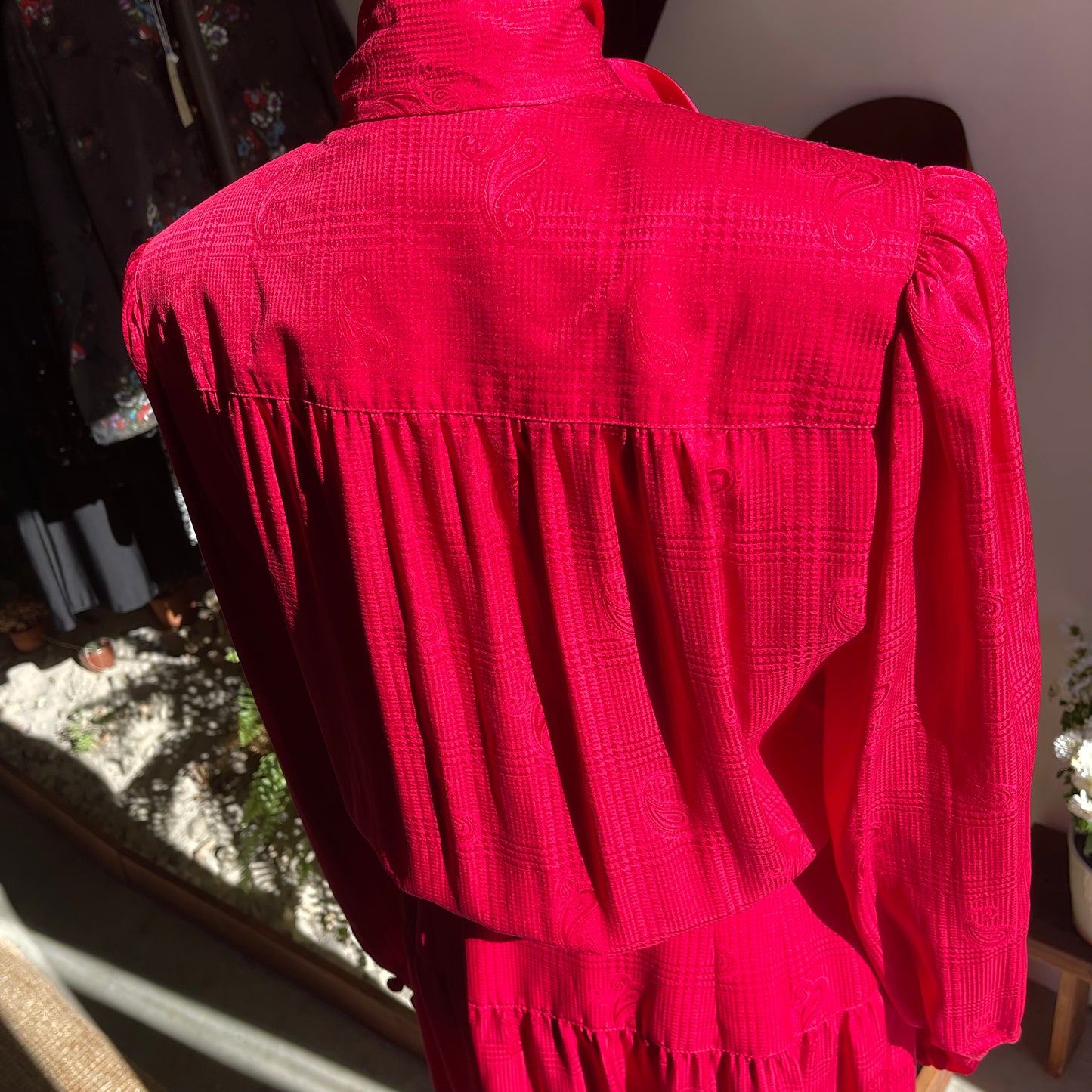 1970s Vintage Adele Simpson Silk Pleated Dress