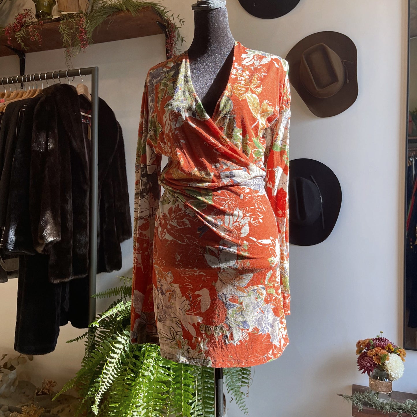 Vintage Etro Italy Floral Wool Blend Dress