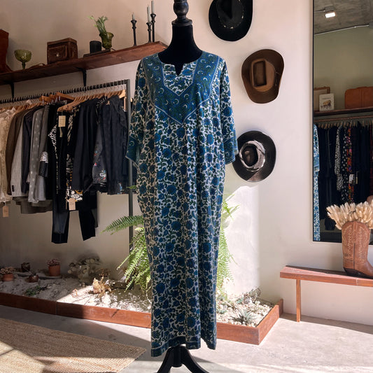 1970s Vintage Cotton Caftan Dress
