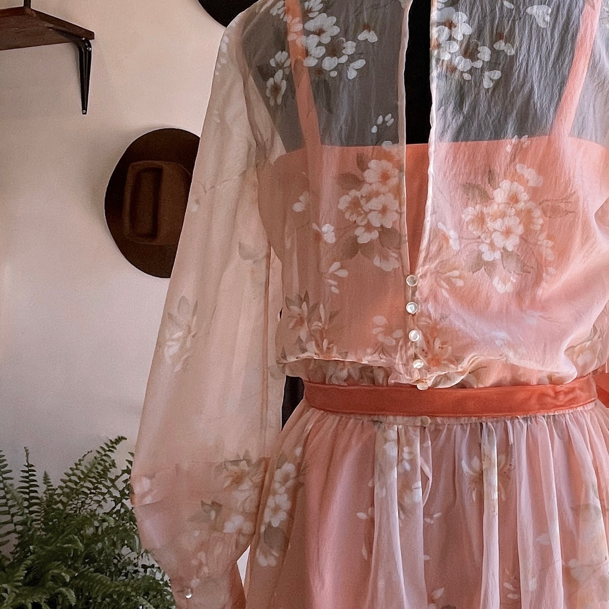 vintage chiffon dress Vintage 70’s Floral Chiffon Dress