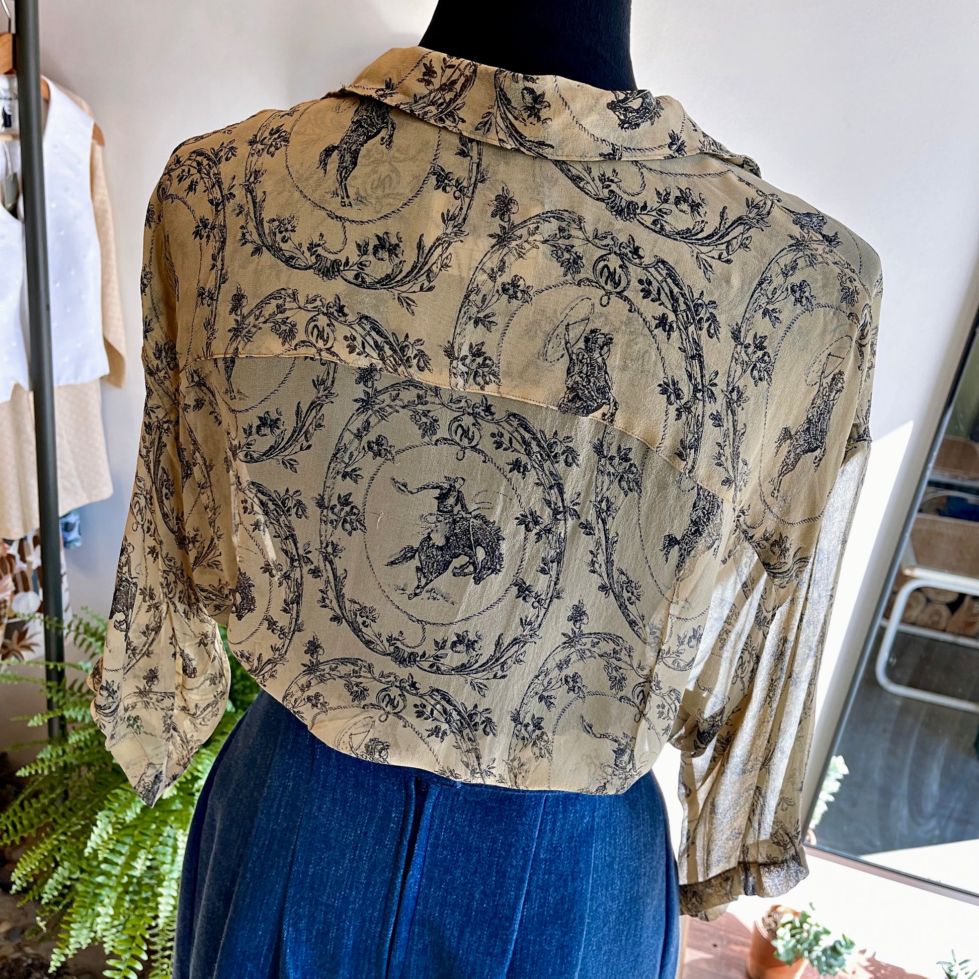 Vintage Silk Rodeo Cowboy Blouse 70’s - Your Vintage Neighbor
