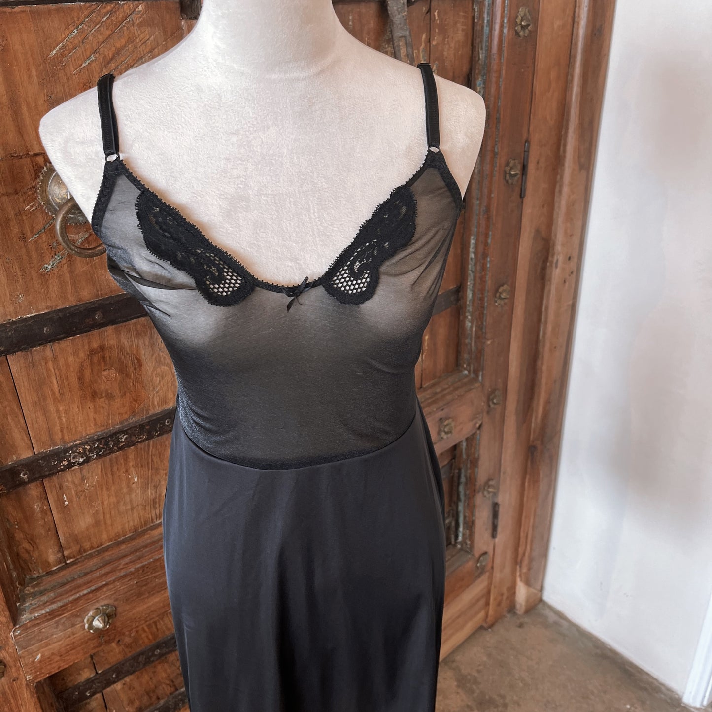 1970s Vintage Yves Saint Laurent Slip Dress in Black