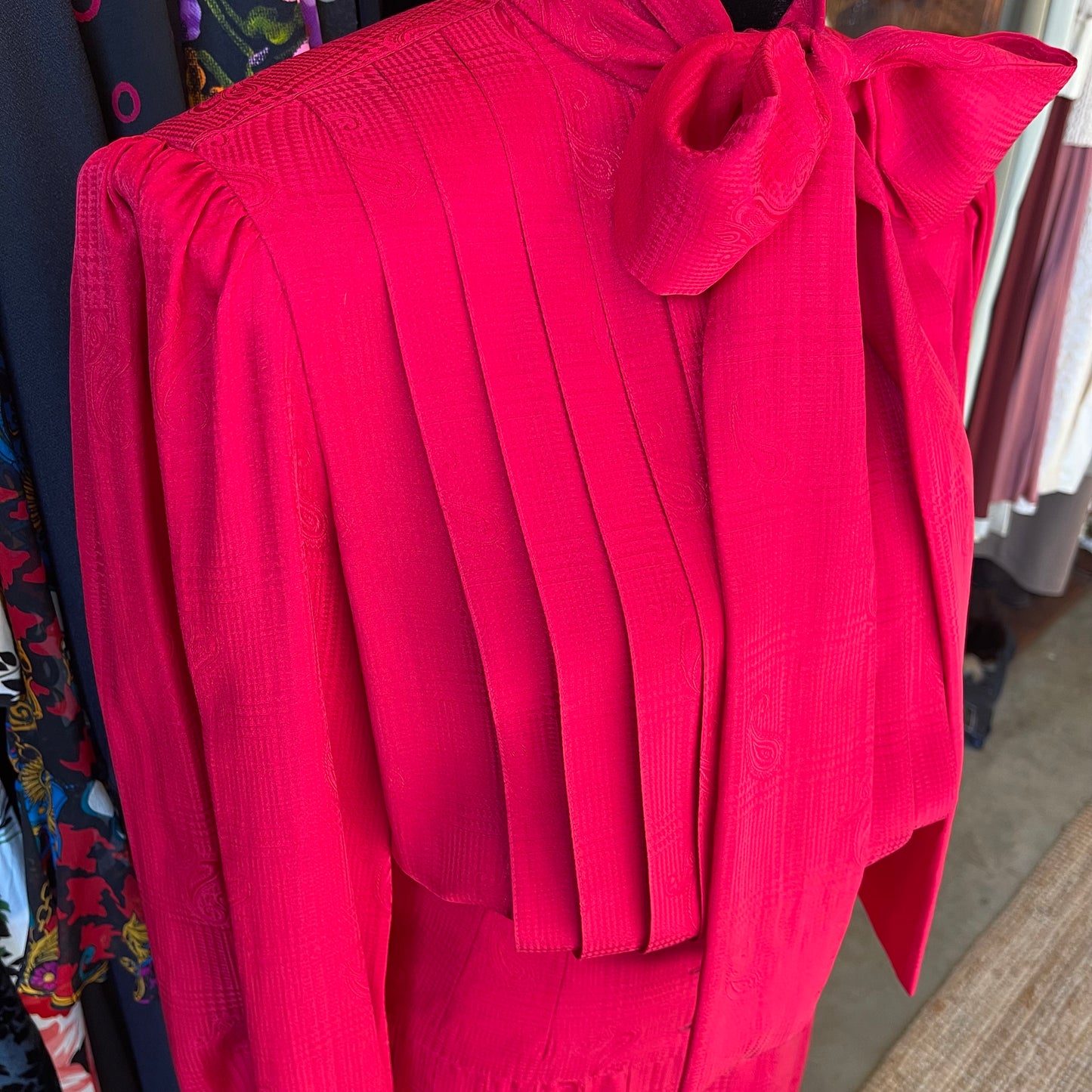 1970s Vintage Adele Simpson Silk Pleated Dress