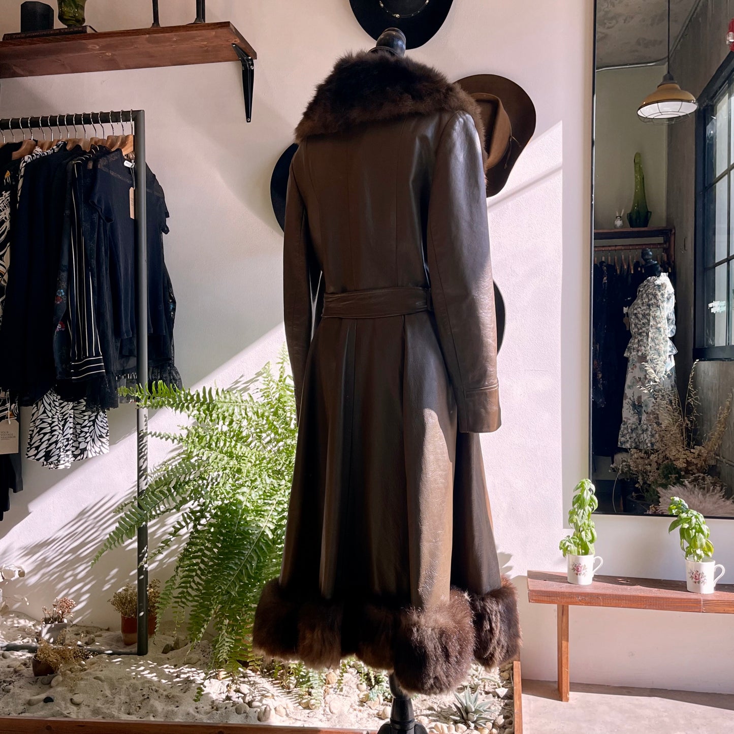 1970s Vintage Penny Lane Leather Fur Coat by Nordstrom