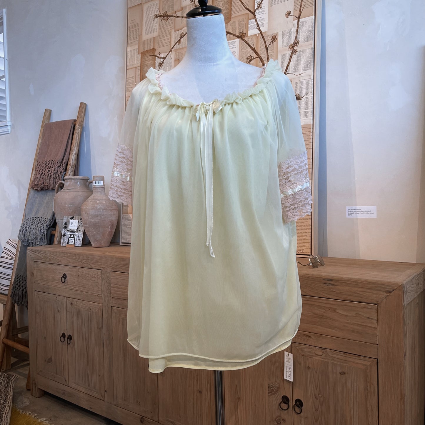 Vintage Babydoll Top Yellow 1960s