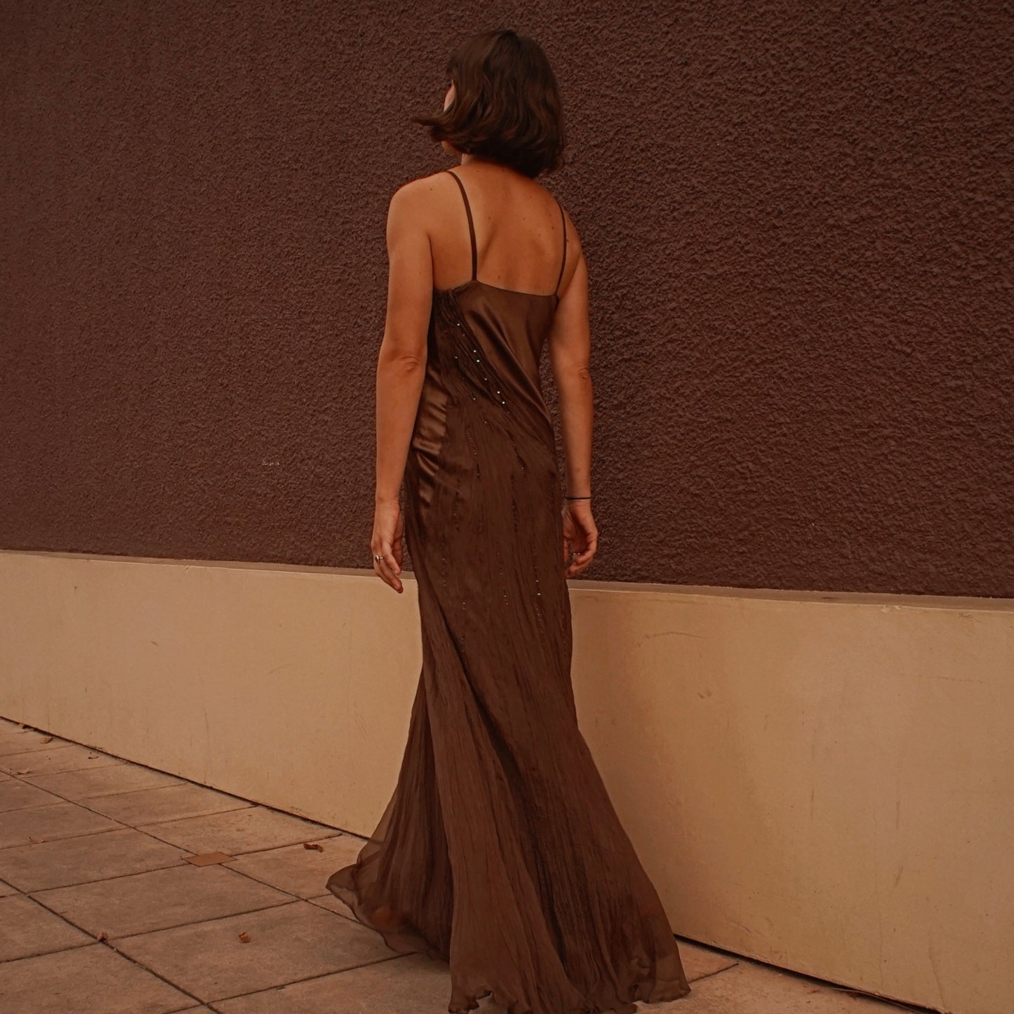 1990s Vintage Nina Austin Silk Beaded Gown