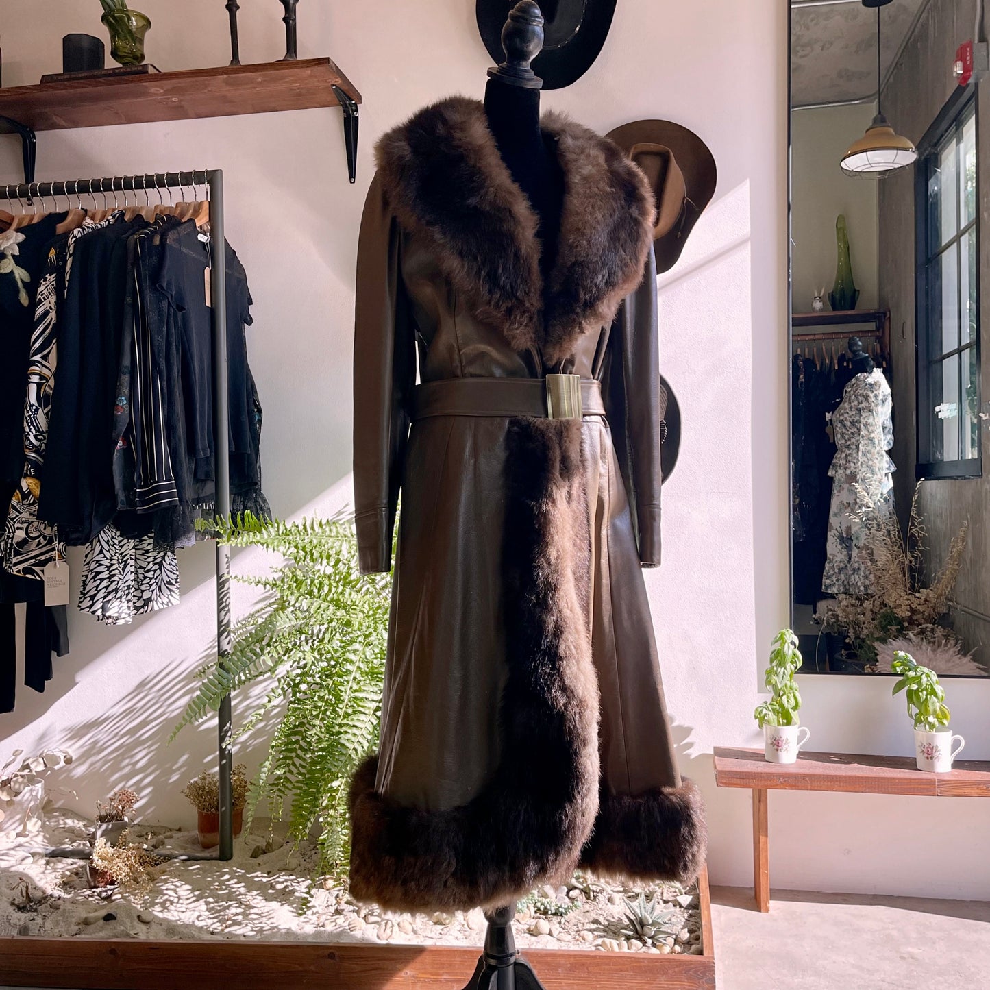 1970s Vintage Penny Lane Leather Fur Coat by Nordstrom